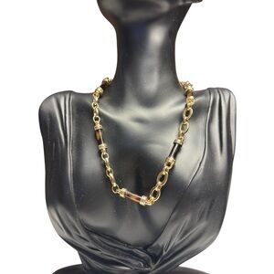 Ralph Lauren Gold Chain Necklace with Brown Tortoiseshell Links